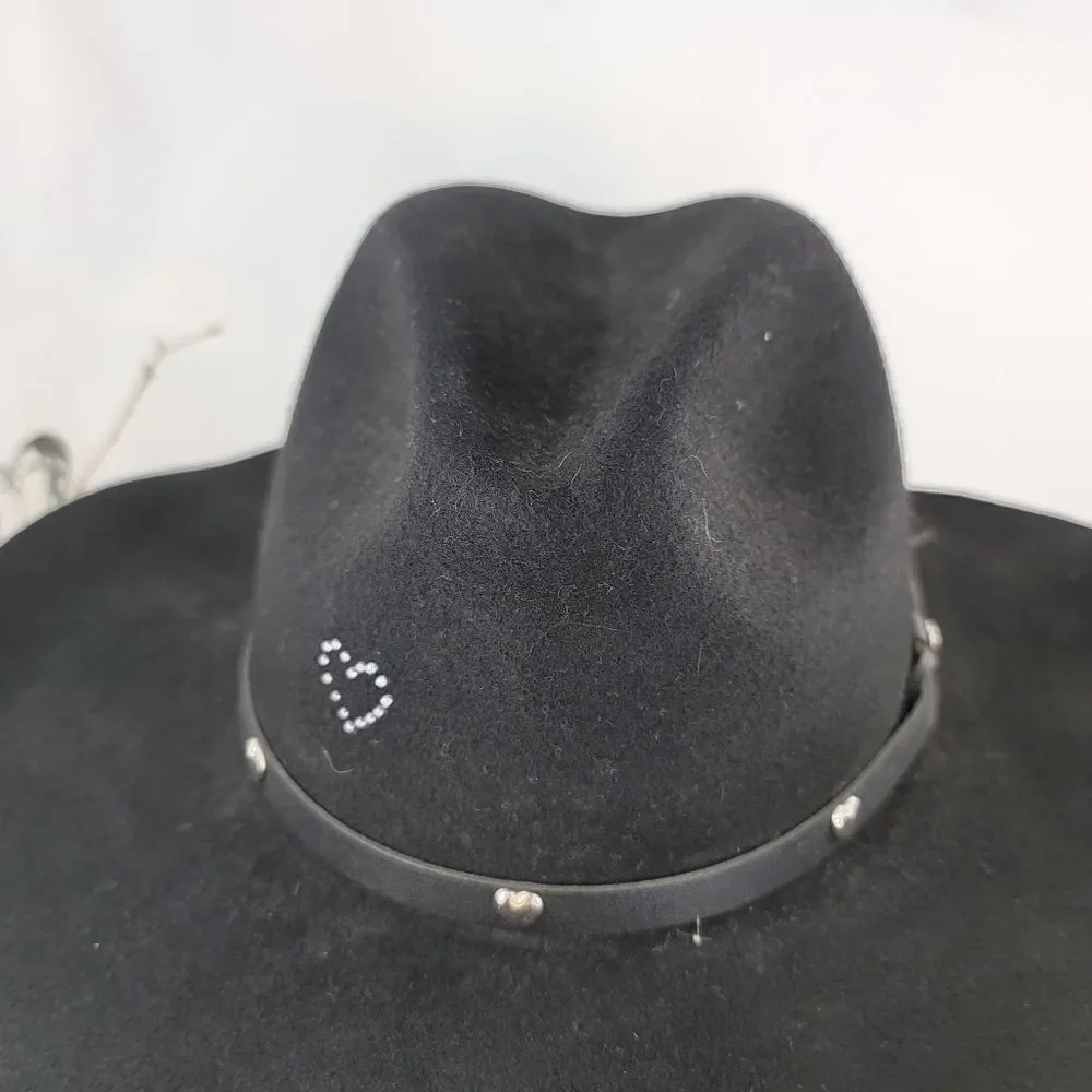 LHC brands vintage black felt rancher style western hat - Picture 6 of 10